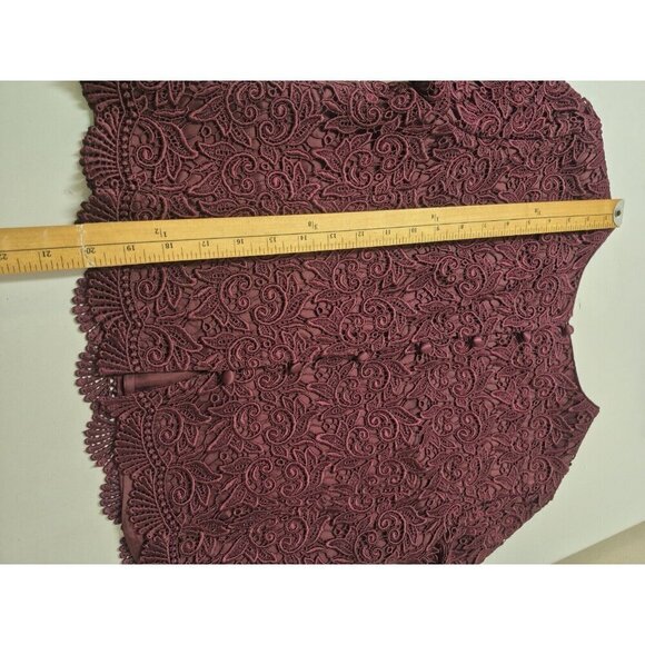 Talbots Women's Size 10  2-Piece Set Burgundy Lacey Blouse And Wool Skirt Set - Picture 13 of 16